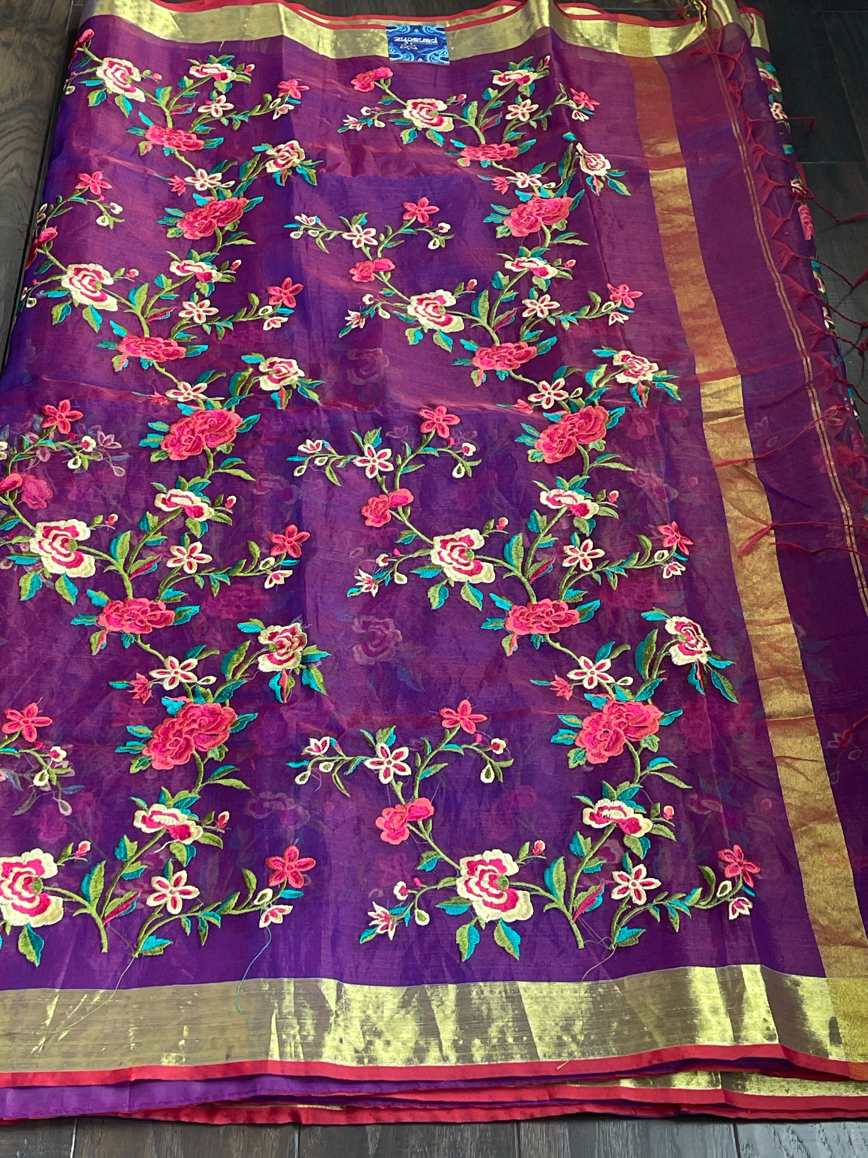 Designer Muslin - Purple Embroidered