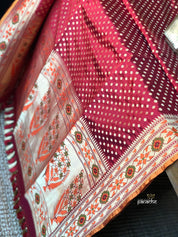 Silk Banarasi - Red Rusty Orange Paithani border