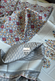 Kora Resham Woven - Grey Maroon