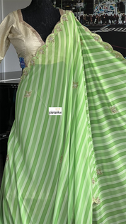 Designer Georgette - Light Green Leheriya Embroidered