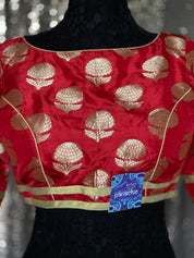 Designer Blouse - Red Golden Zari