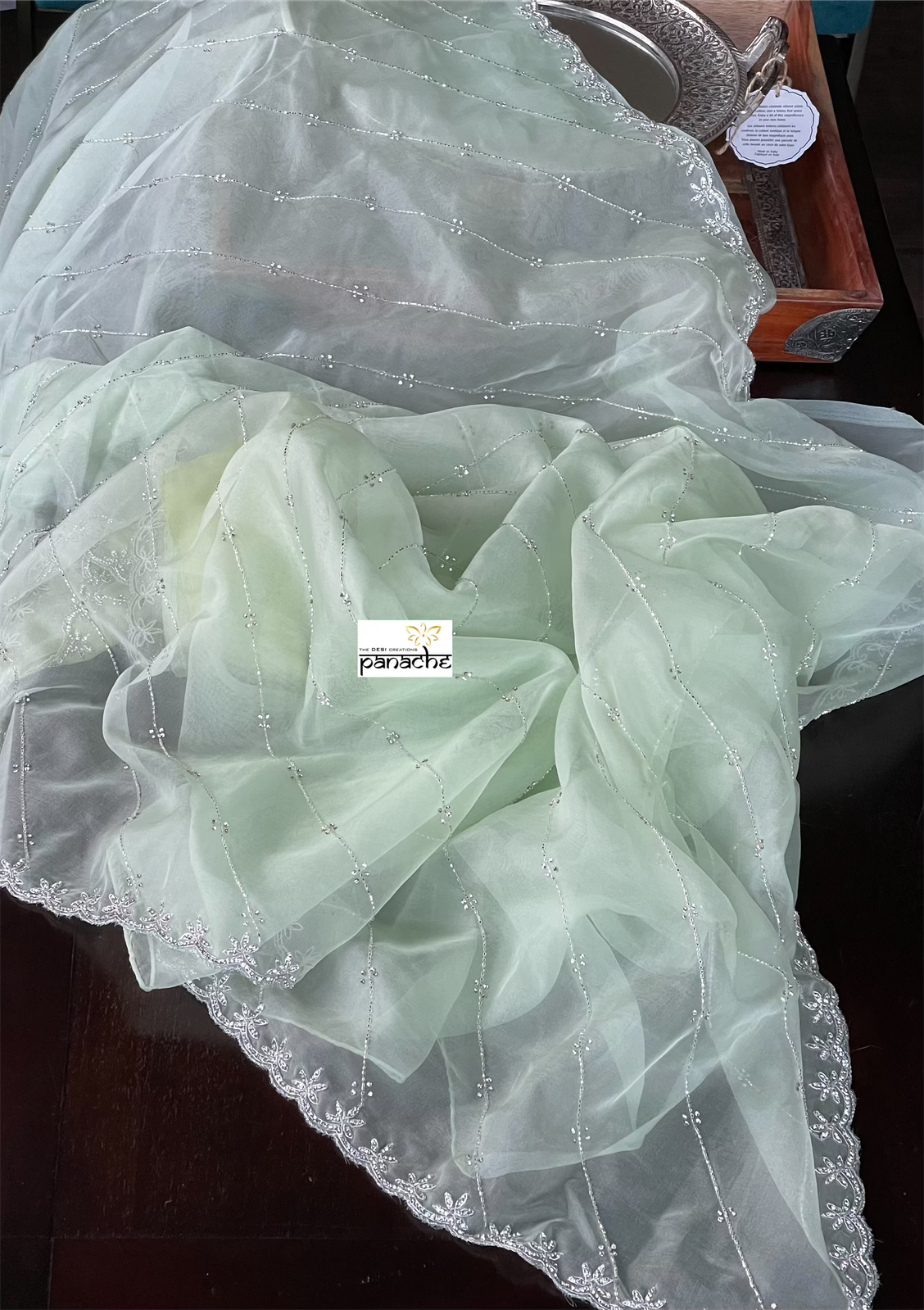 Designer Organza - Mint Leheriya