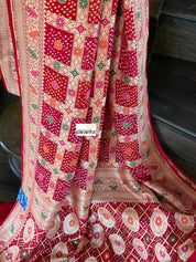 Bandhej Khaddi Georgette Banarasi - Red Gharchola