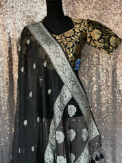 Designer Blouse - Black Zari Jangla woven 2