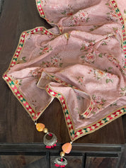 Designer Crepe Georgette Sequin Floral  - Dusty Pink