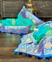 Pure Silk Banarasi - Sea Green Dual Shaded