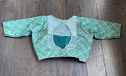Designer Blouse - Sea Green Gold Zari