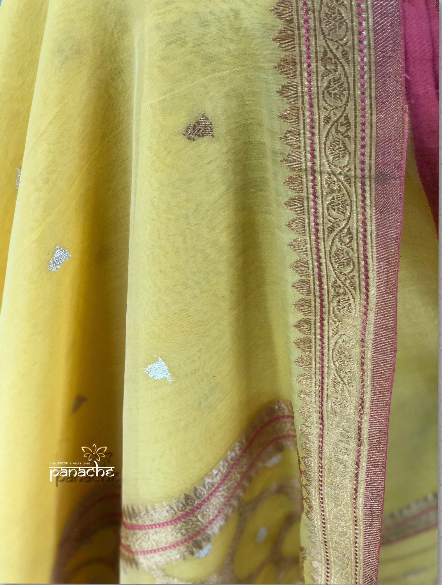 Kora Banarasi - Sunshine Yellow Kadwa woven