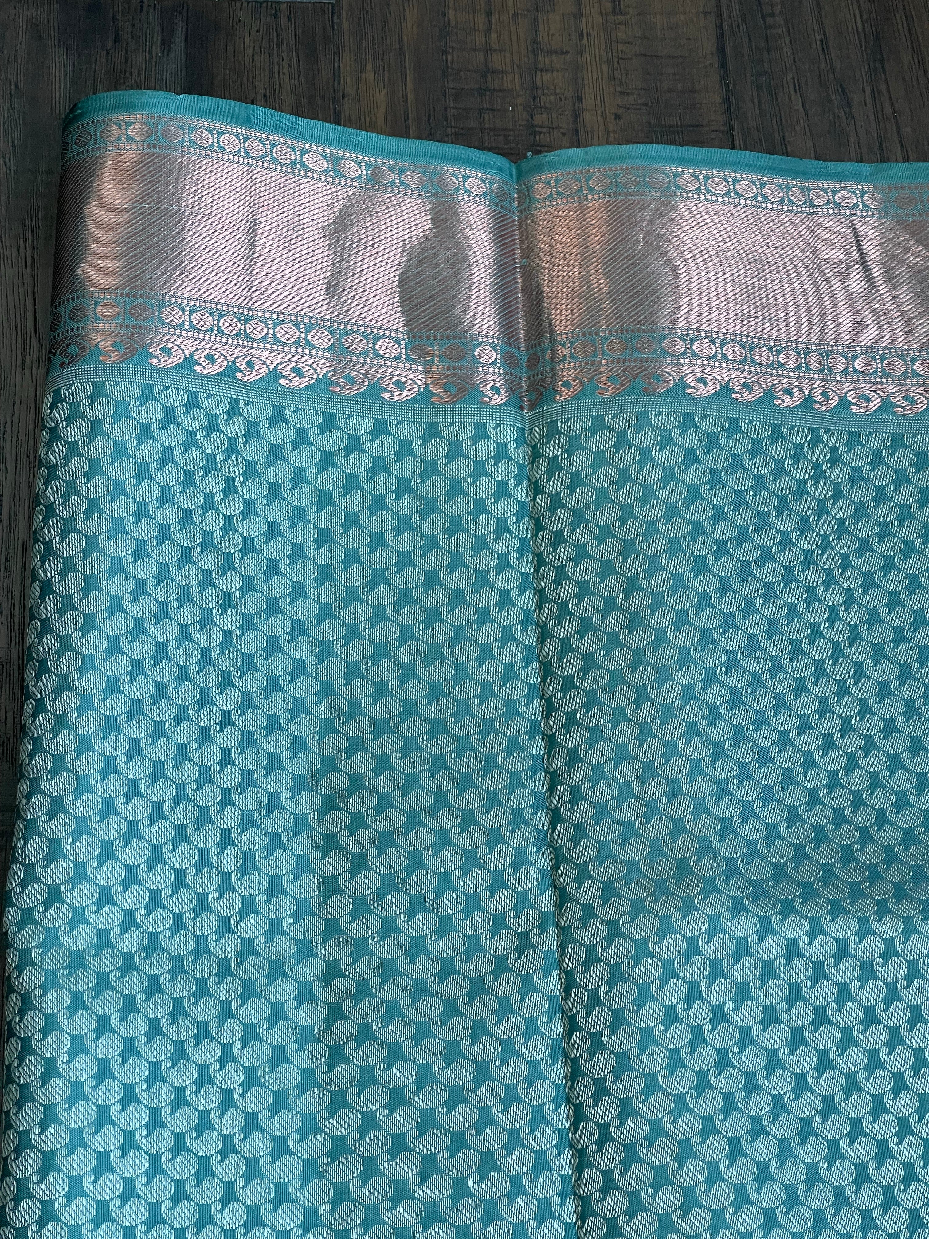 Silk Kanjivaram - Teal Grey