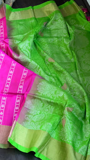 Pure Silk Kanjivaram - Pink Green