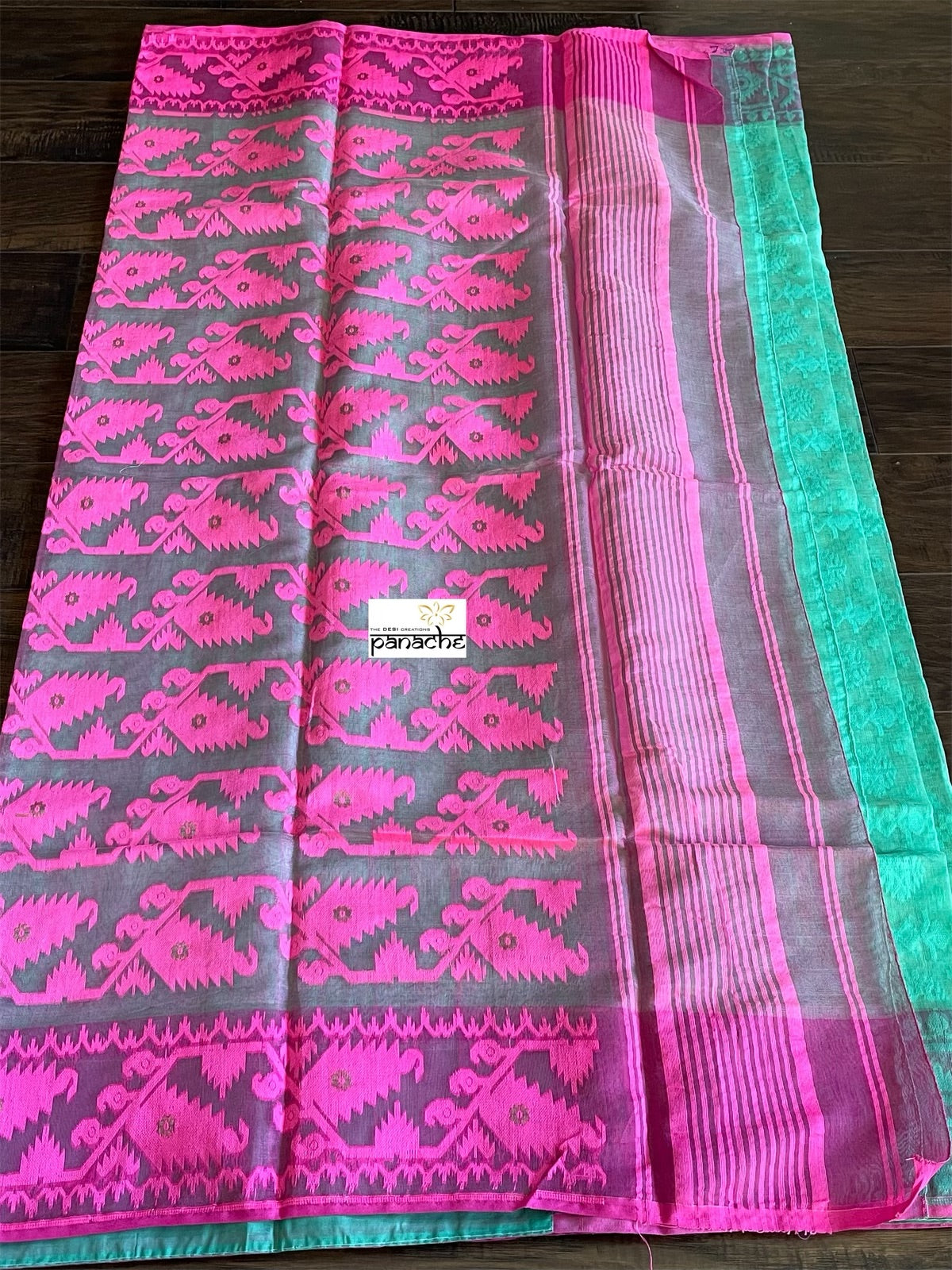 Jamdaani Soft - Turquoise Green Pink