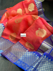 Kora Silk Banarasi - Pink Orange Dual shaded