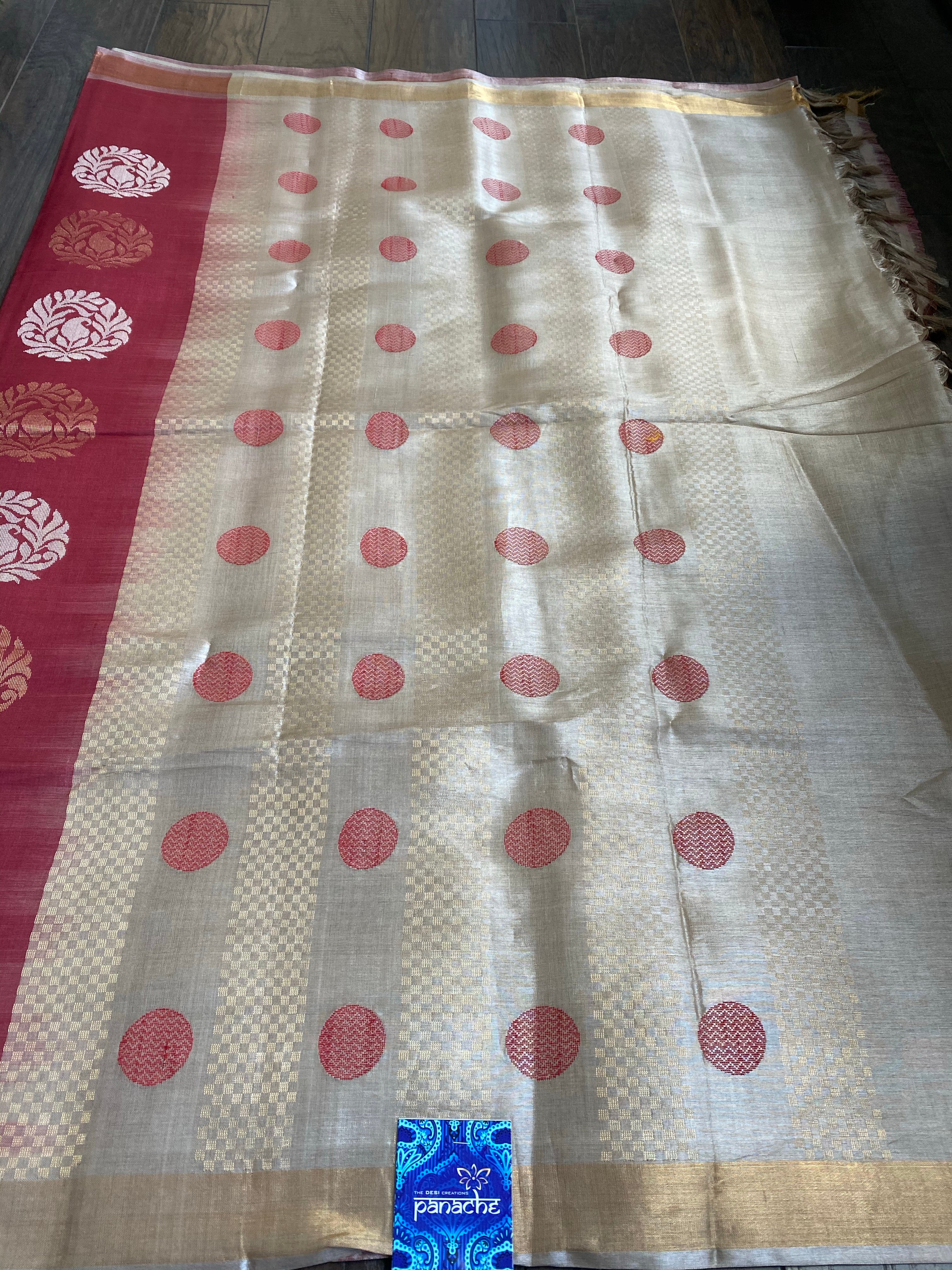 Tussar Silk - Wine Magenta Woven