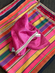 Georgette Designer Inspired Drape - Pink Yellow Purple