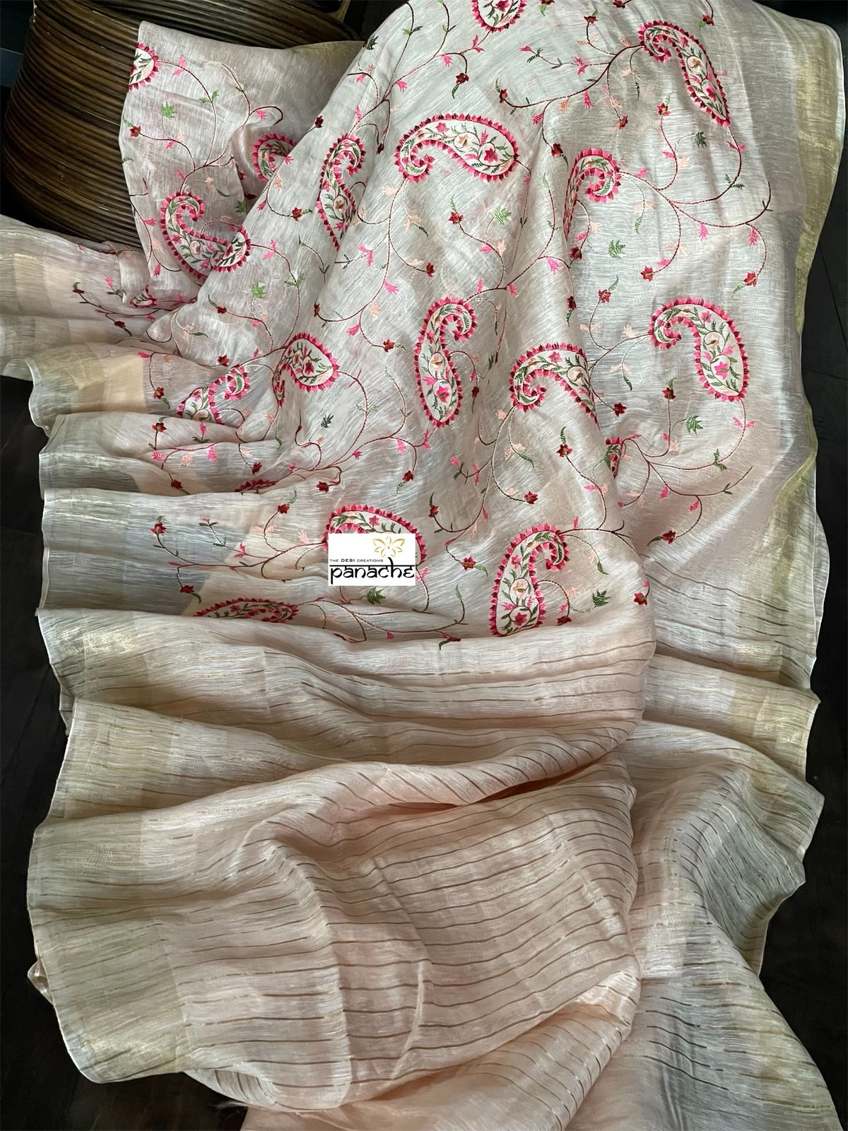 Embroidered Linen - Peach