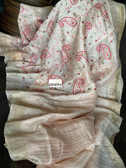 Embroidered Linen - Peach