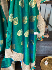 Tussar Silk Banarasi - Shot Rama Green Gicha