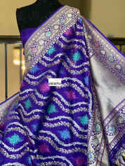Pure Silk Kadwa Banarasi - Purple Multi Meenakari