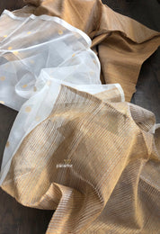 Matka Silk Muslin - White Brown Half Half