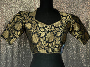 Designer Blouse - Black Zari Jangla woven 2
