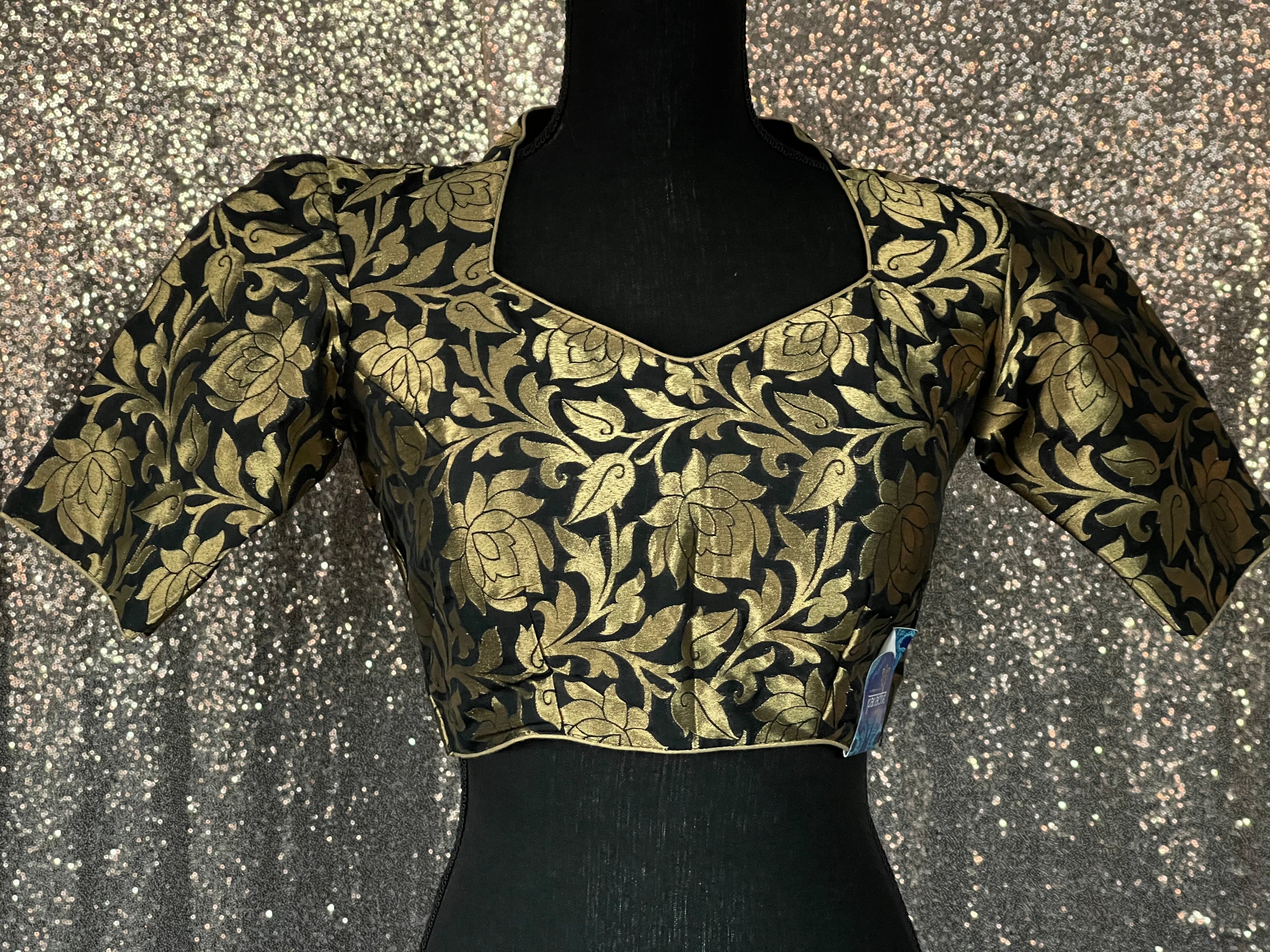 Designer Blouse - Black Zari Jangla woven 2