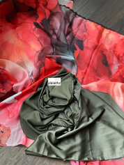 Designer Satin Silk - Red Grey Black