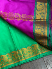 Soft Silk Kanjivaram - Magenta Purple Green