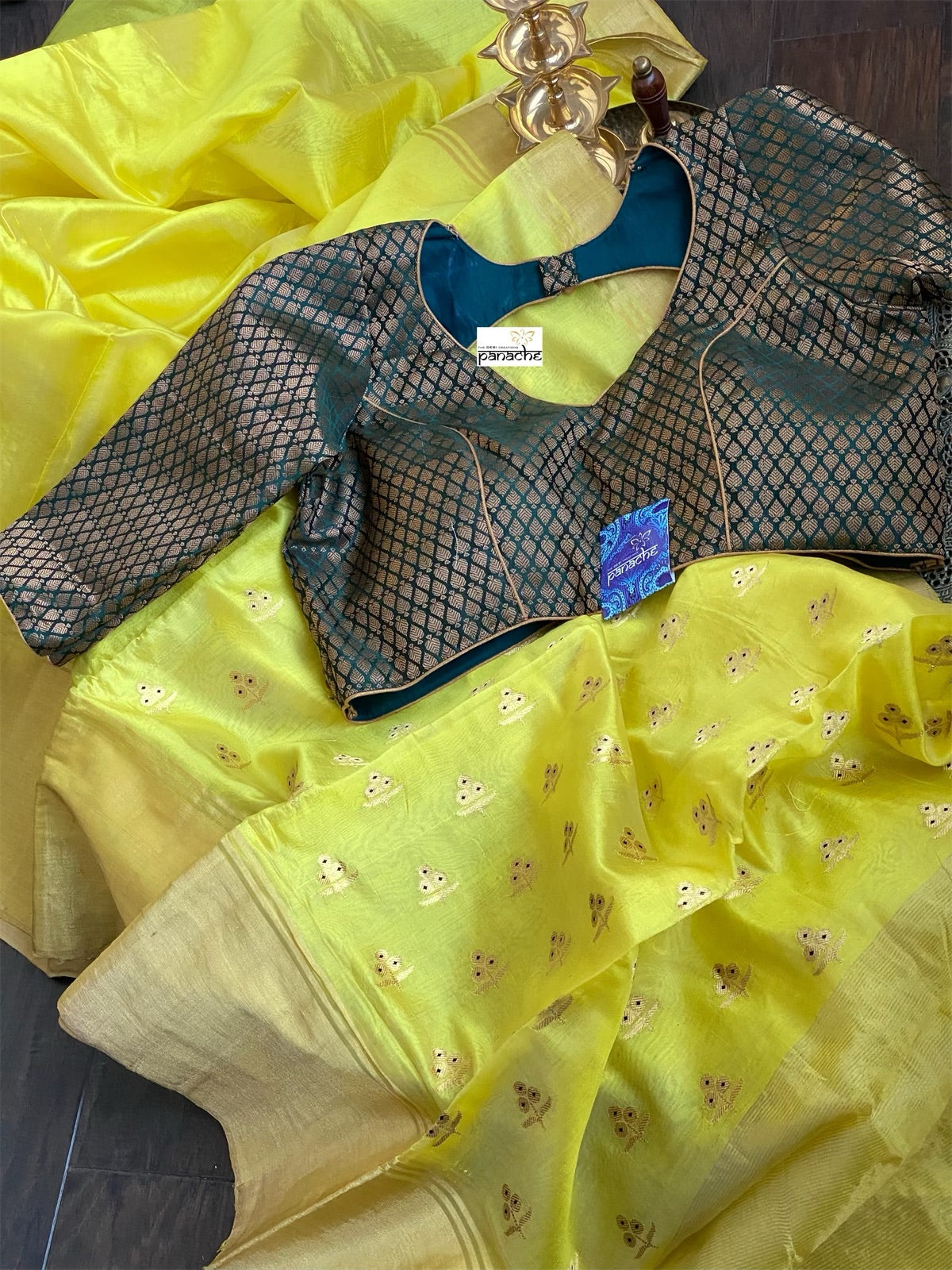 Designer Blouse - Teal Green Zari woven