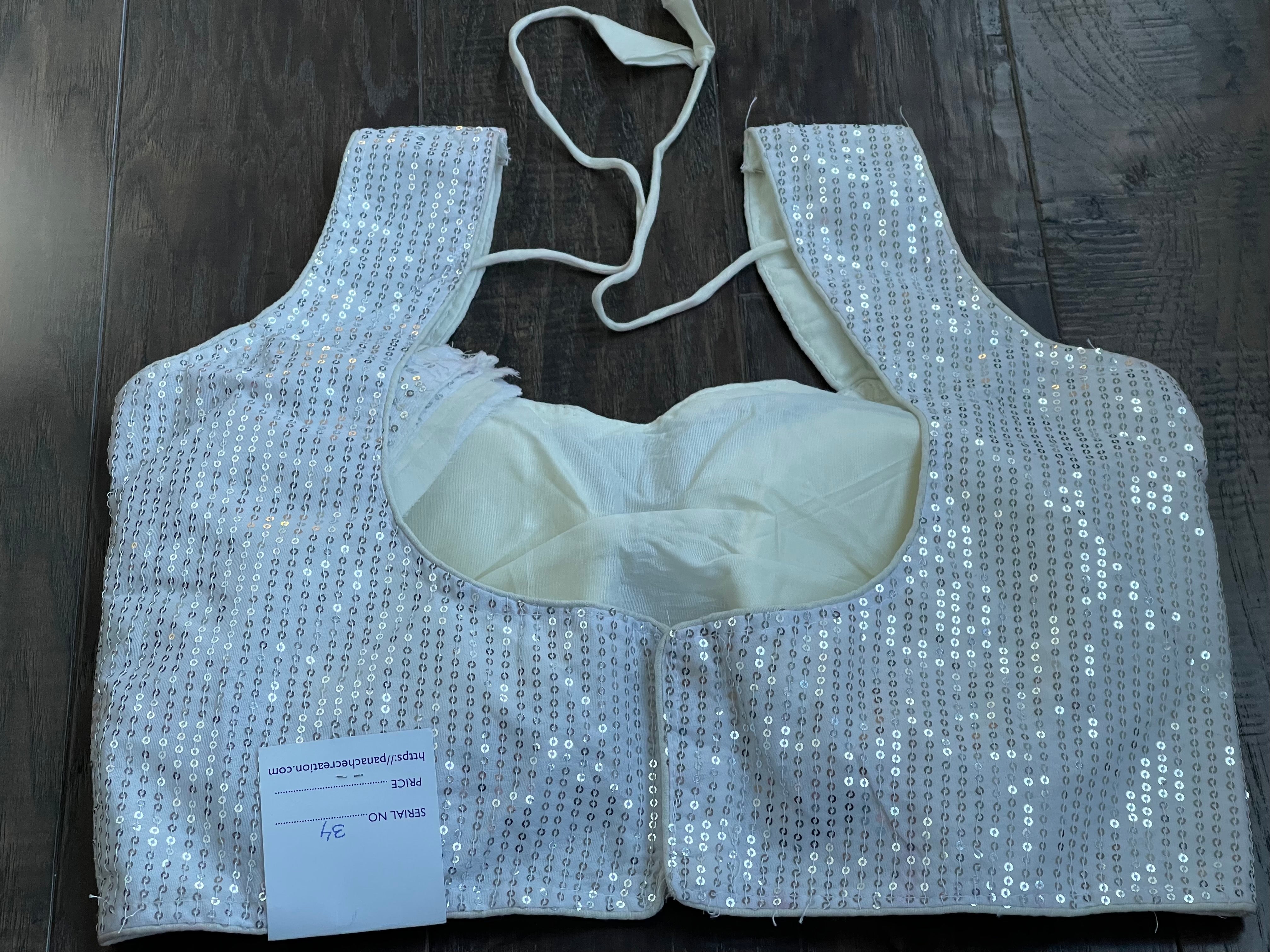 Designer Blouse - Off White Sequin