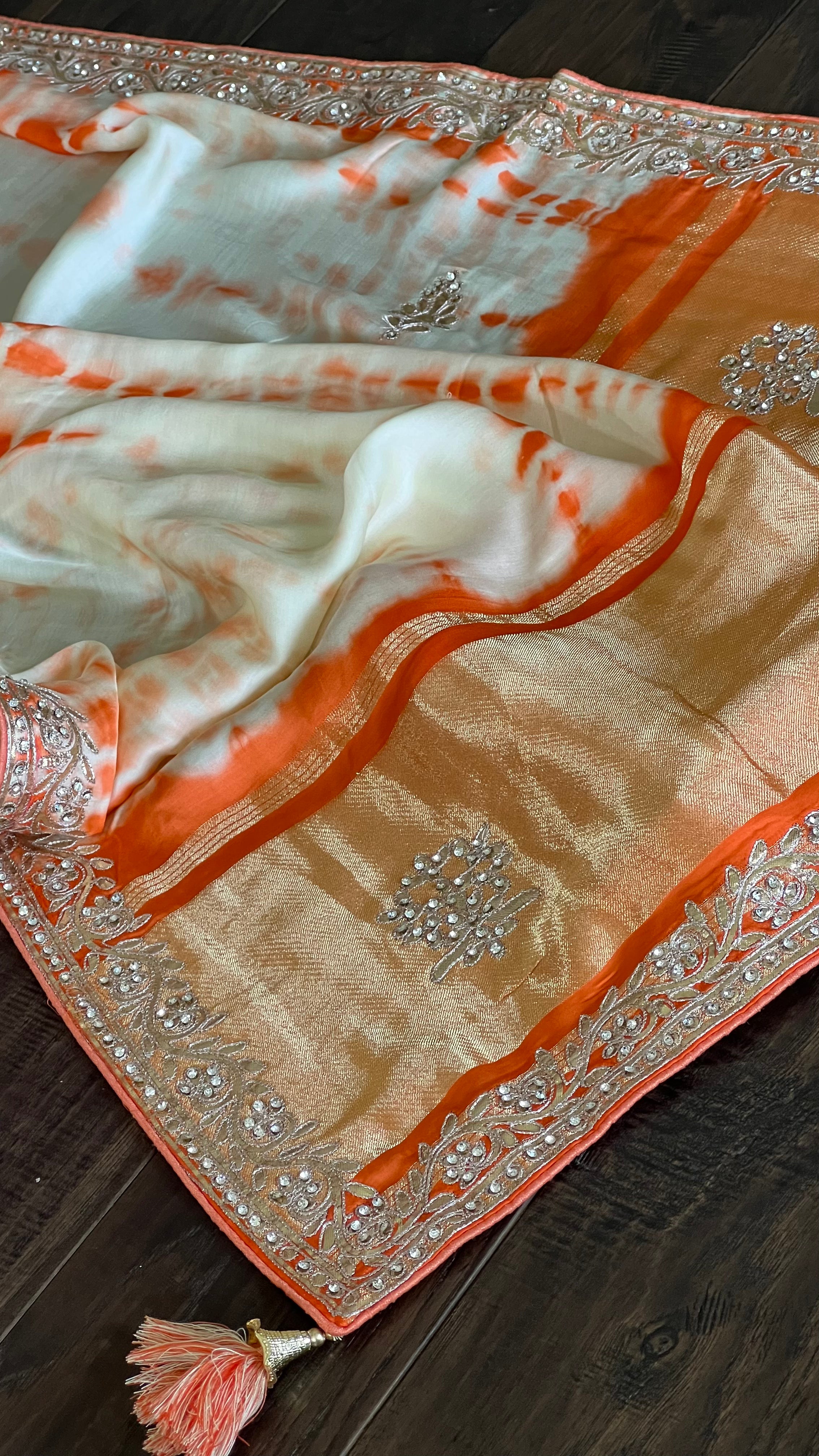 Designer Satin Silk - Tie-dye Orange