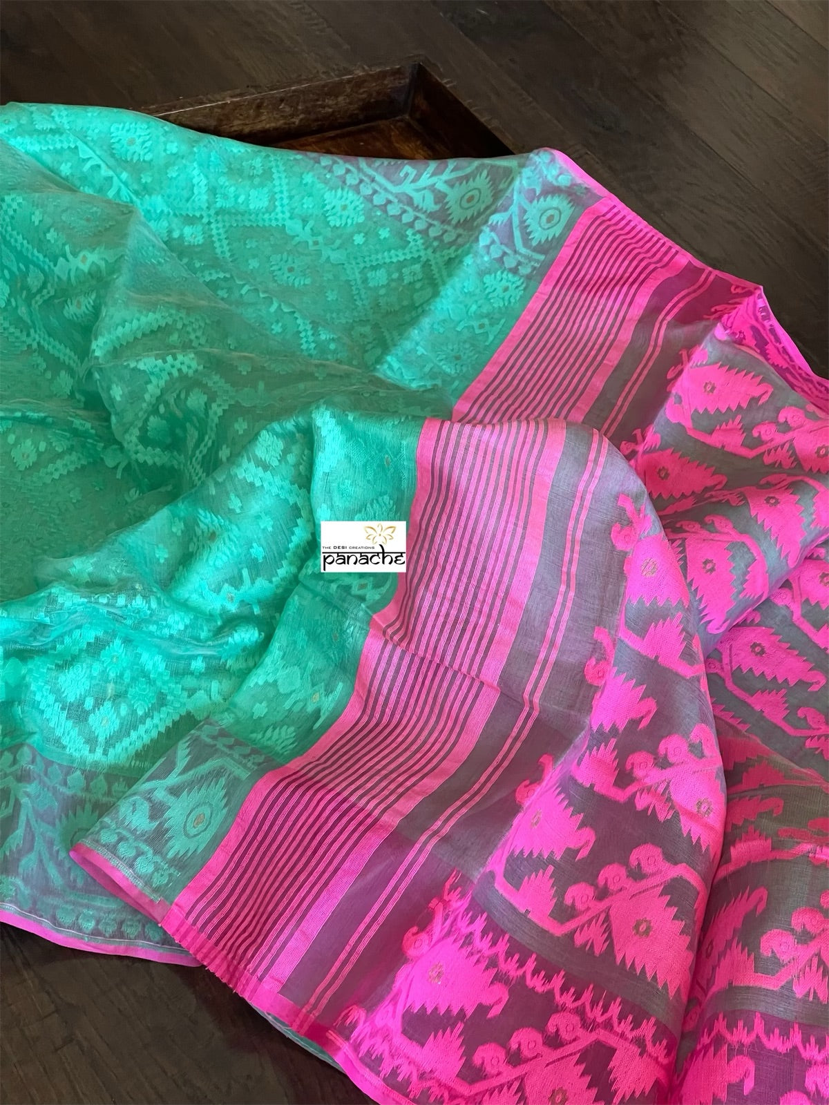 Jamdaani Soft - Turquoise Green Pink