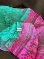 Jamdaani Soft - Turquoise Green Pink