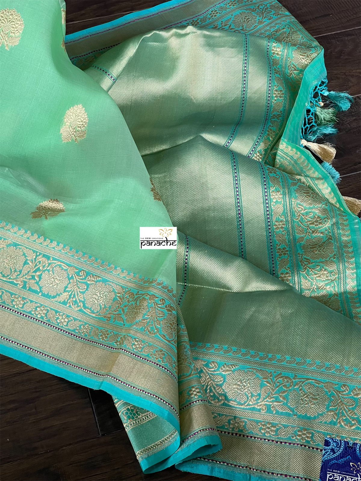 Organza Silk Banarasi - Sea-foam Green Firozi khadwa