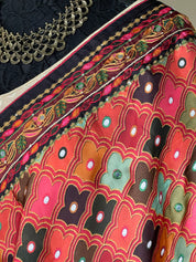 Designer Satin Georgette Silk - Brown Rust Multi Color