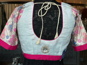 Designer Blouse - Offwhite Magenta