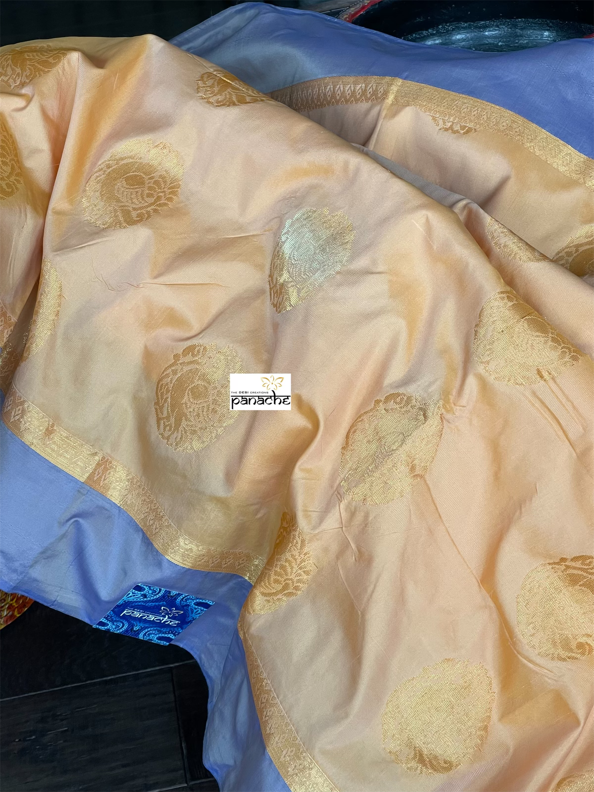 Soft Silk Kanjivaram - Peach Yellow Violet
