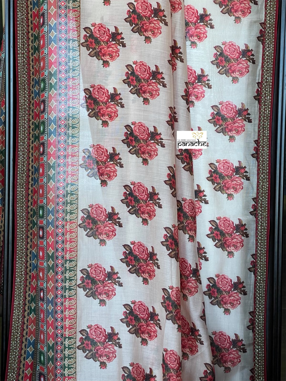 Muslin Soft Silk Printed - Beige Maroon Pink Brown