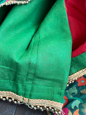 Designer Blouse - Green Red Meenakari
