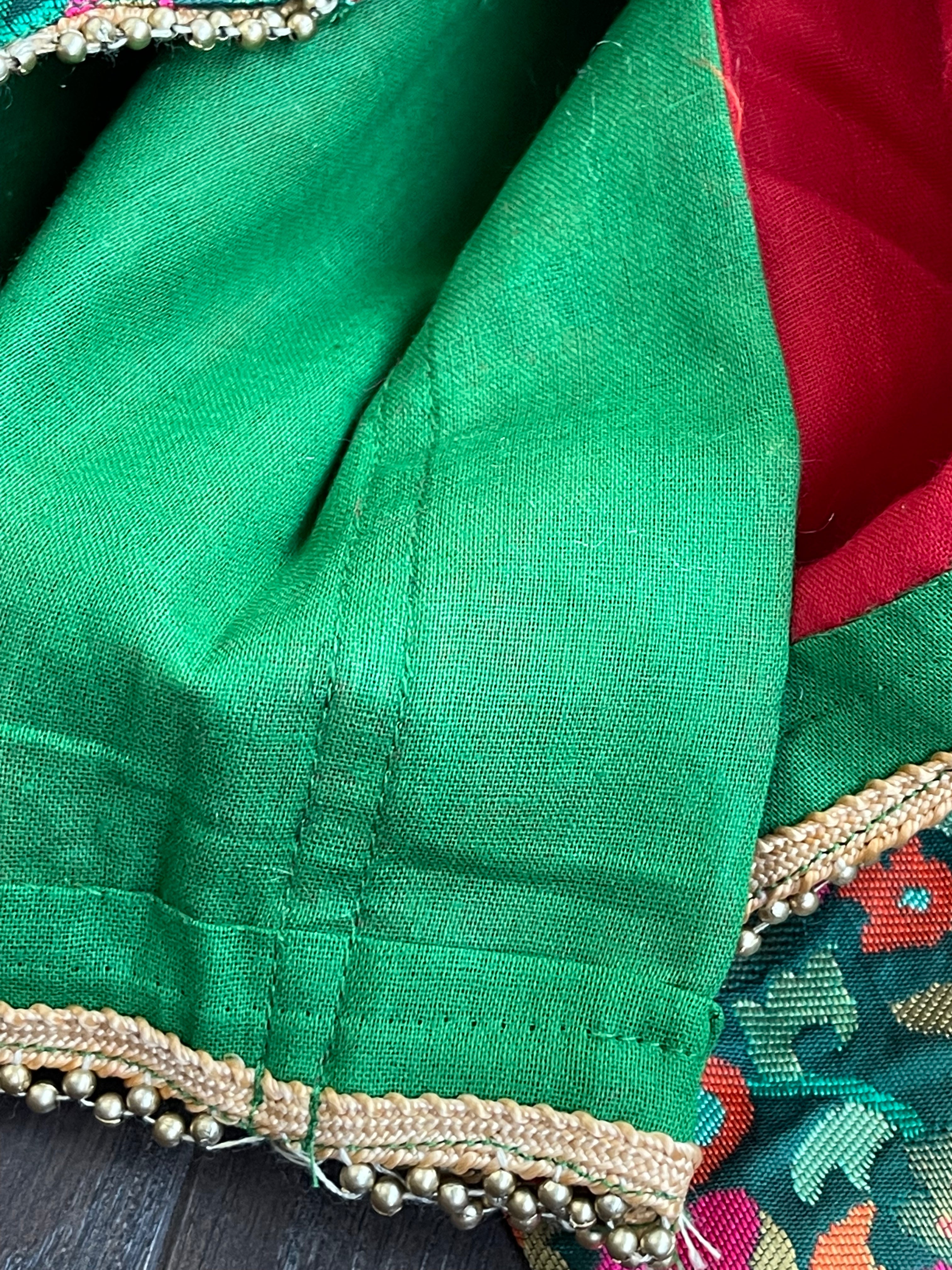 Designer Blouse - Green Red Meenakari
