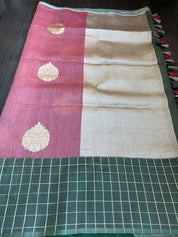 Linen Silk Banarsi - Thulian Pink