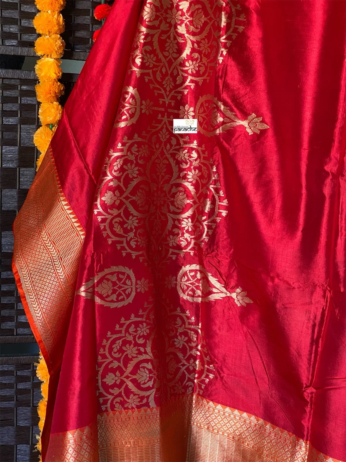 Pure Silk Banarasi - Red Rusty Orange