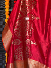 Pure Silk Banarasi - Red Rusty Orange