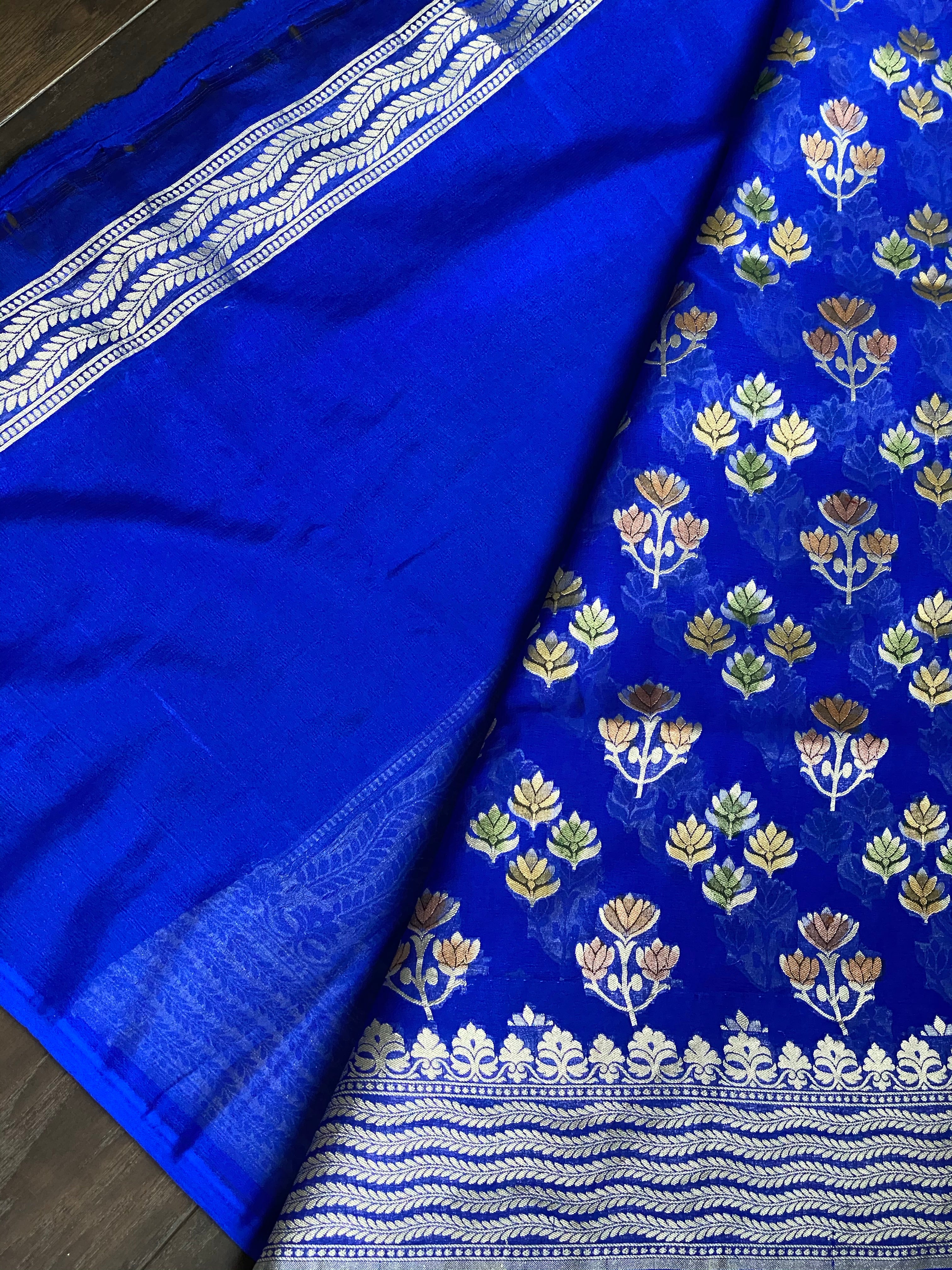 Khaddi Georgette Banarasi - Royal Blue Meenakari