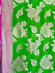 Khaddi Georgette Banarasi - Green Pink