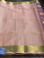 Cotton Silk - Peach Purple Ikat Woven