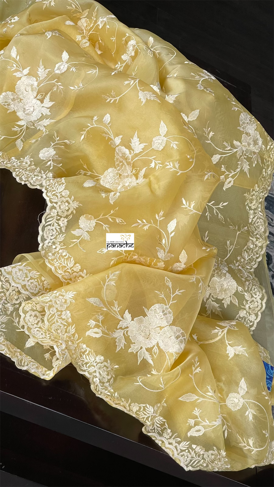 Designer Organza - Yellow Embroidered