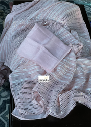 Designer Georgette Saree - Light Peach Pink Sequin
