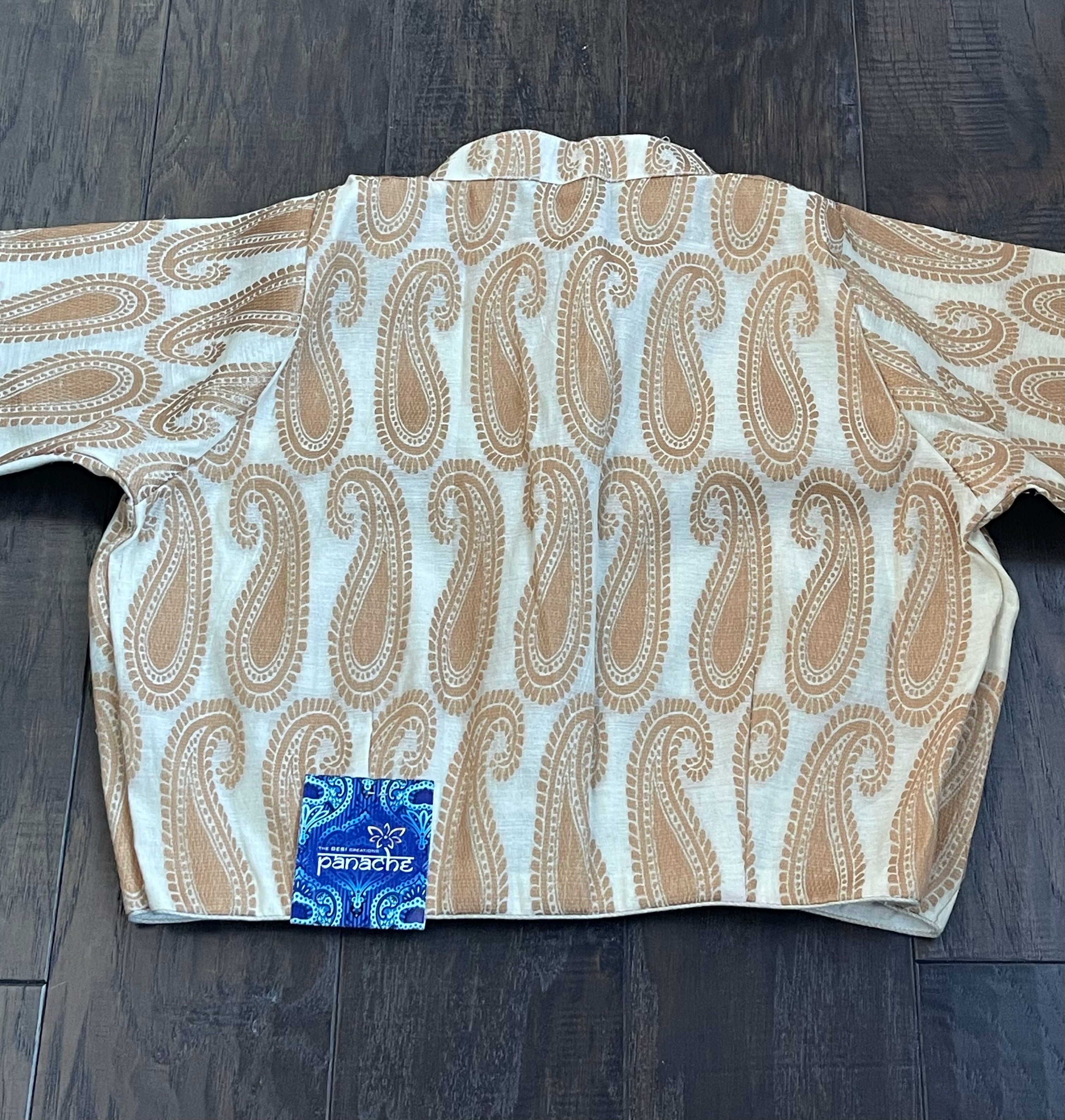 Designer Blouse - Off White Beige Gold Zari