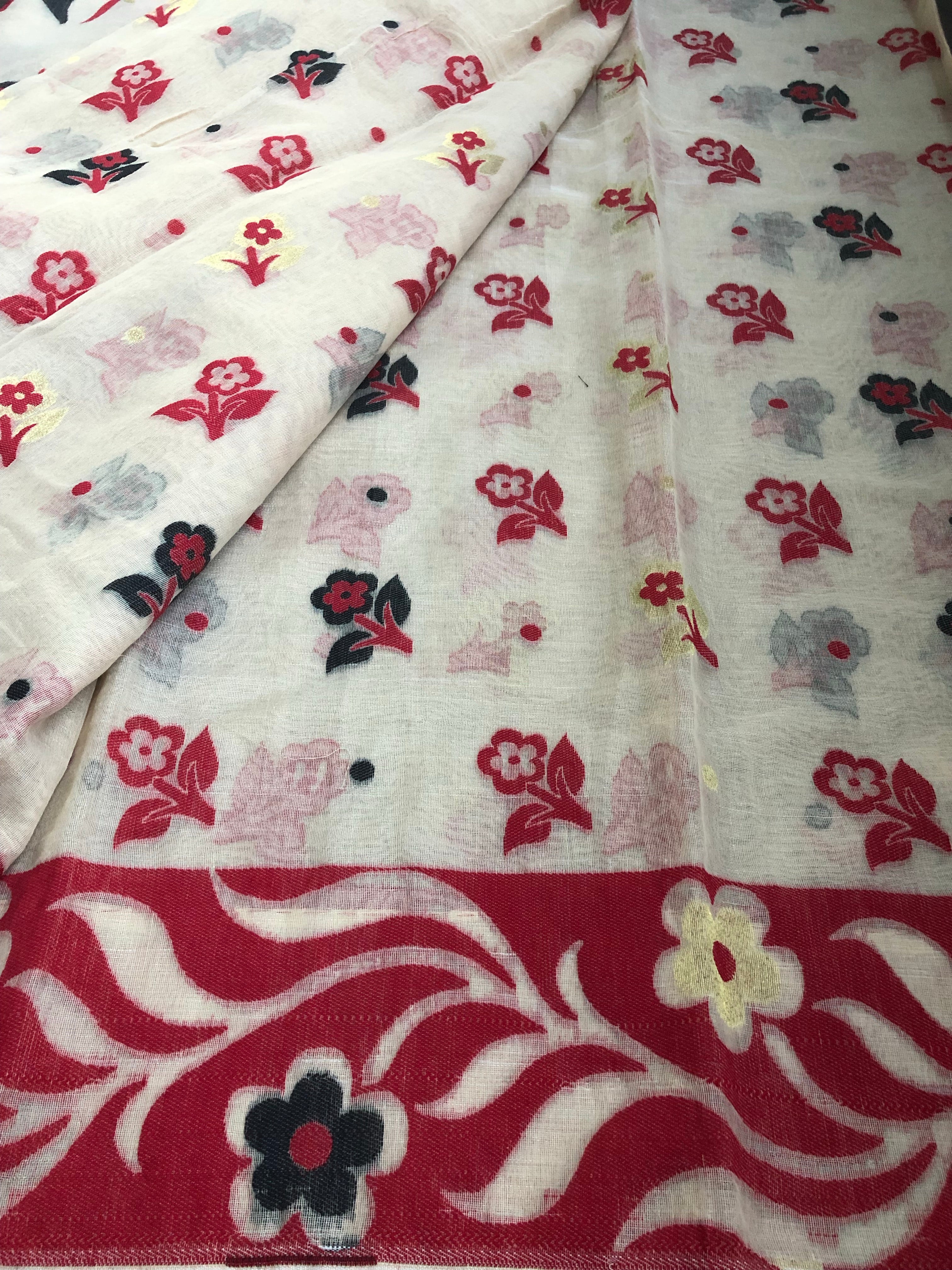 Jamdaani Soft - Beige Black Red