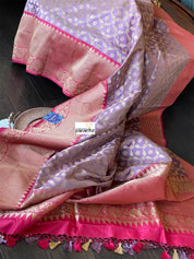 Pure Silk Banarasi - Lavender Mauve Pink Antique Golden Zari